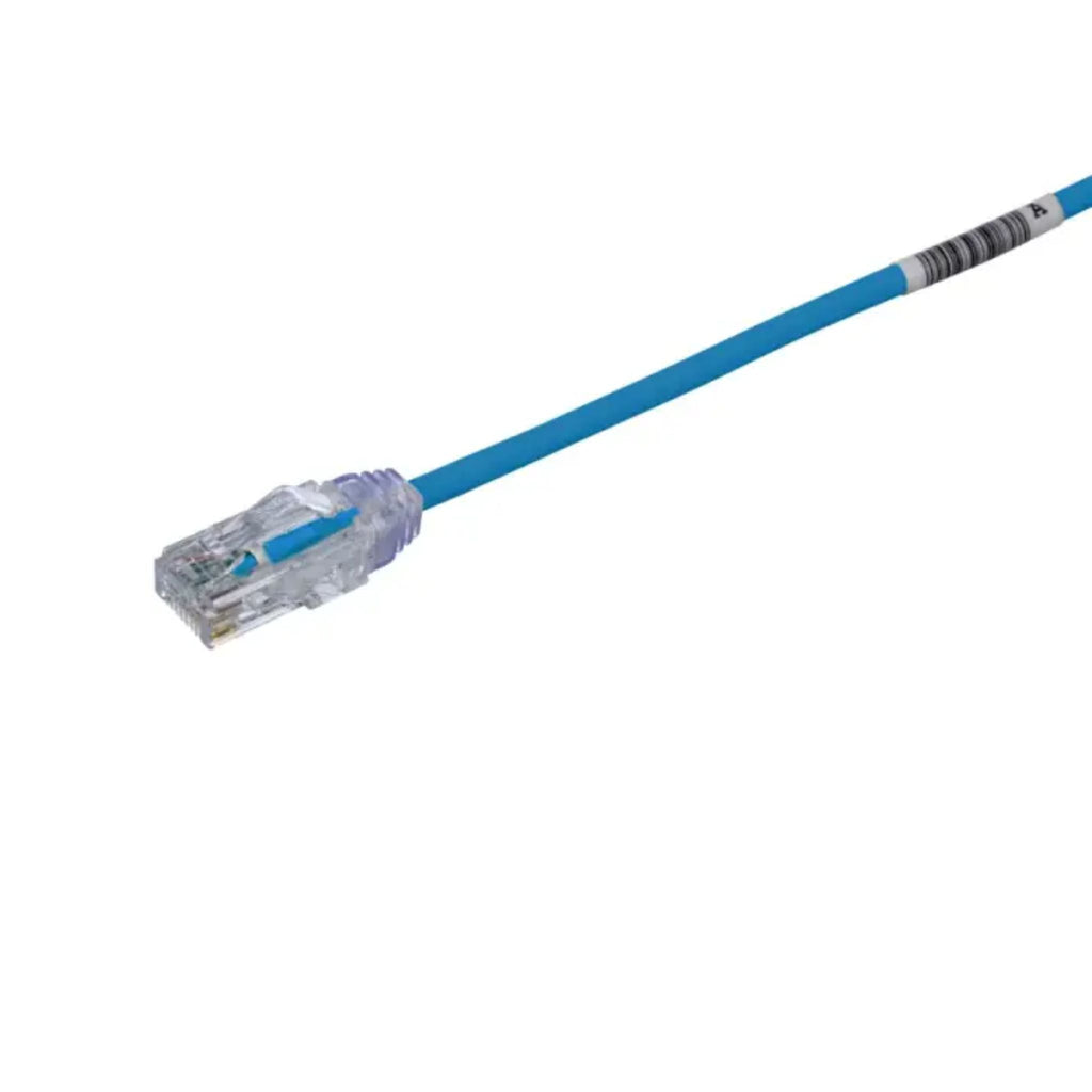 Category 6 Performance 28 AWG blue UTP patch cord, 0.2 m, connector view