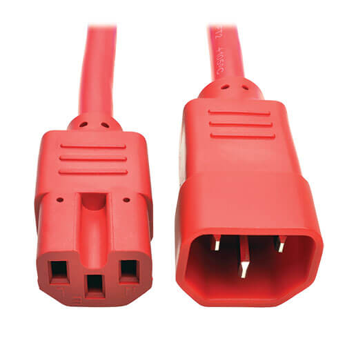 Cable de poder rojo C14 a C15 para equipos electrónicos y servidores