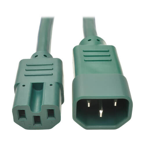Cable de poder verde C14 a C15 para equipos electrónicos y servidores