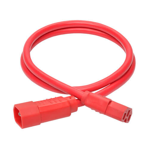 Cable de poder Tripp-Lite Eaton C14 a C15, 15A, 250V, 14 AWG, 91 cm, Rojo - P018-003-ARD