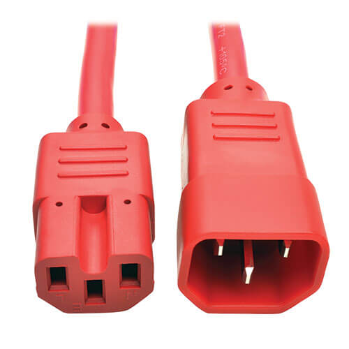 Cable de poder Tripp-Lite Eaton C14 a C15, 15A, 250V, 14 AWG, 91 cm, Rojo - P018-003-ARD
