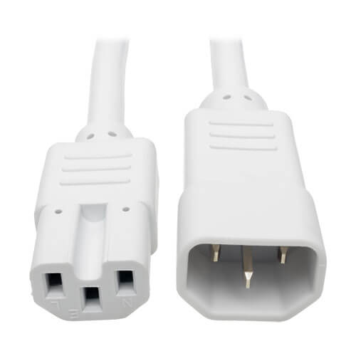 Cable de poder blanco C14 a C15 para equipos electrónicos y servidores