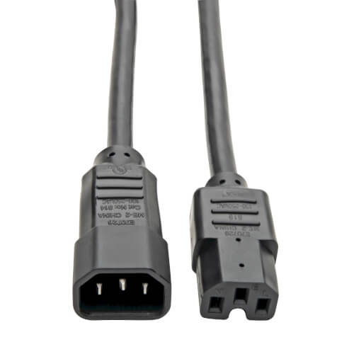 Cable de poder negro C14 a C15 para equipos electrónicos y servidores