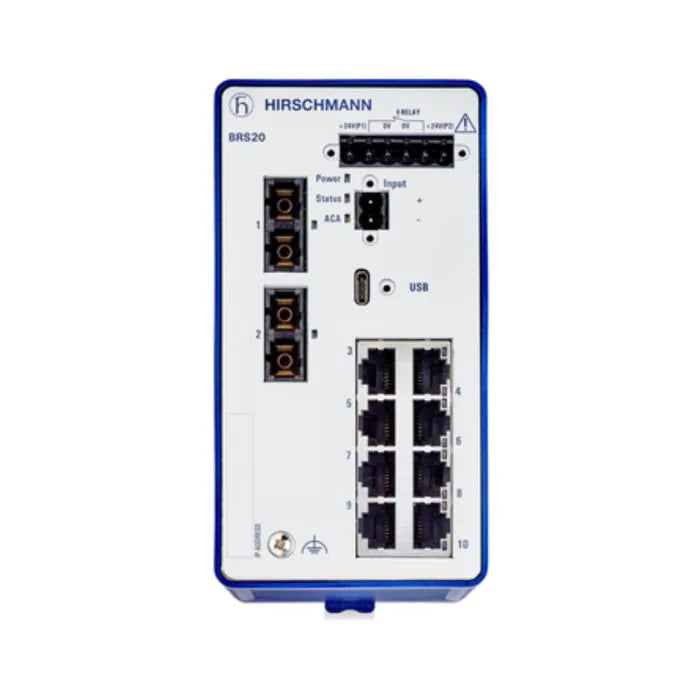 Switch Managed Industrial for DIN Rail, fanless design Fast Ethernet Type - BRS20-8TX/2FX-SM-EEC