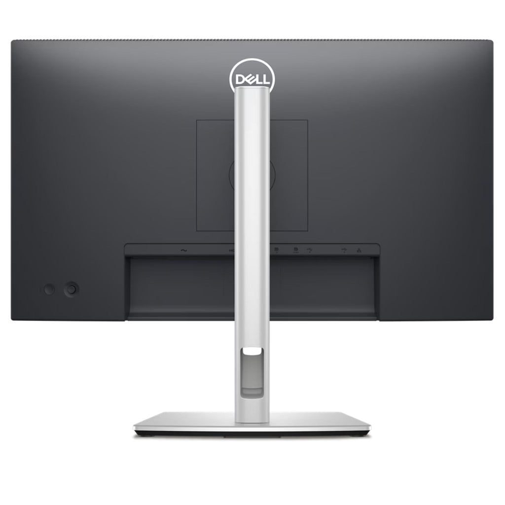 Monitor Dell P2422HE vista trasera con soporte ajustable y diseño profesional para oficina